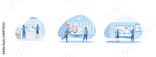 Solar energy panel system. Installation of solar modules.Field service technicians. Solar energy panels set flat vector modern illustration 