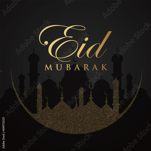 Ramadan Eid Mubarak background greeting card with candles and moon decoration