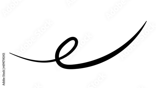 Simple curved calligraphy line, curved line with curl swish wave