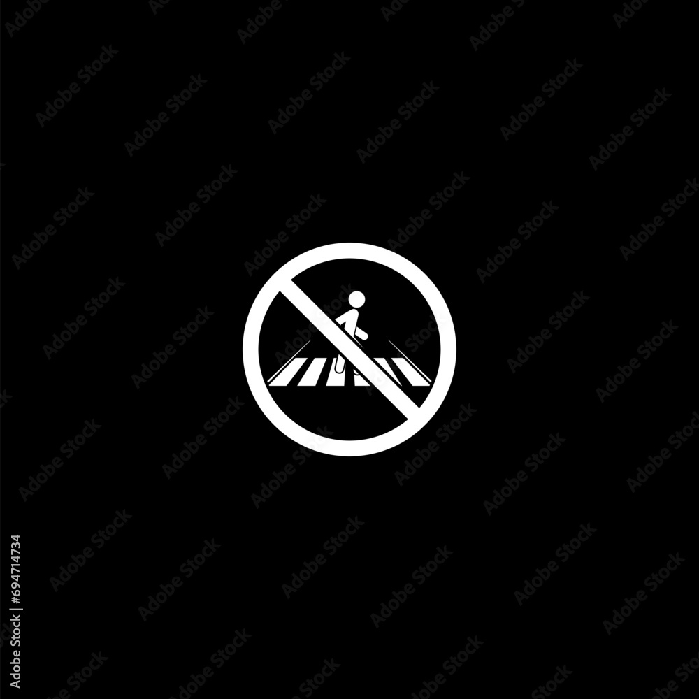  No access for pedestrians prohibition sign icon isolated on dark background