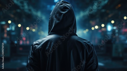 Fototapeta kuchenna Unidentified Hacker in dark background