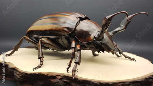 Male of Atlas beetle (Chalcosoma atlas) isolated on white background. generative ai photo