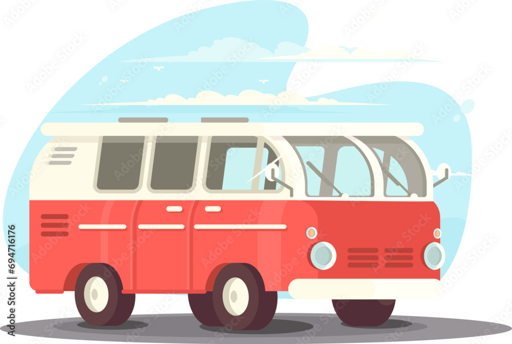 Vintage Van in Blue Sky