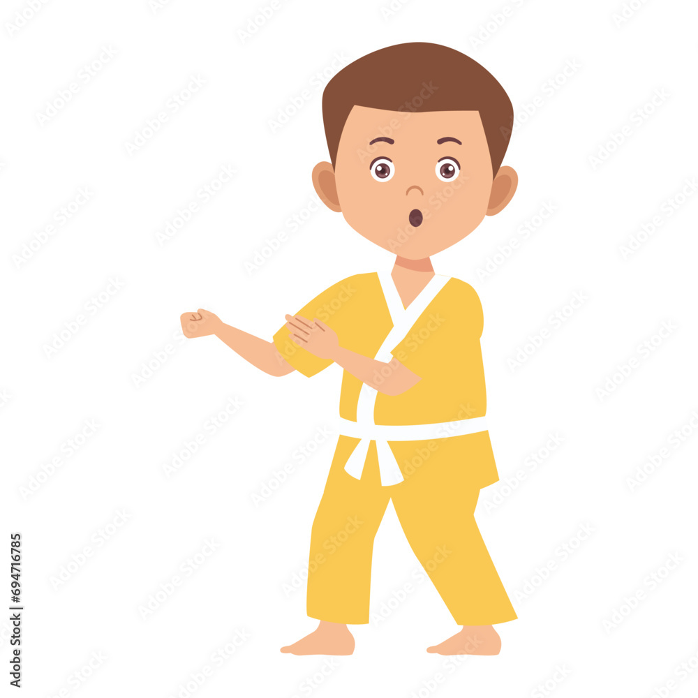 set of child poses in yellow clothes color set of child poses in yellow clothes color