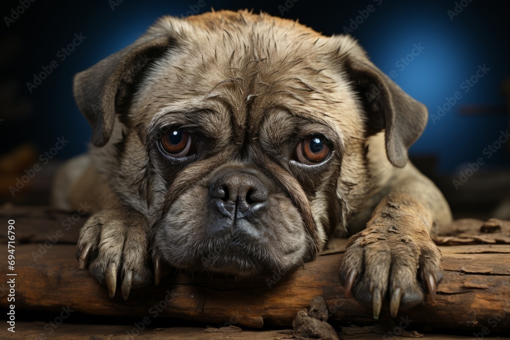 Adorable Pug with wrinkled skin, Generative AI
