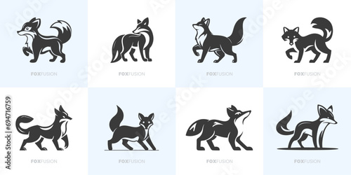 Stilisierte Fuchs-Logos für intelligente, anpassungsfähige und unabhängige Unternehmen