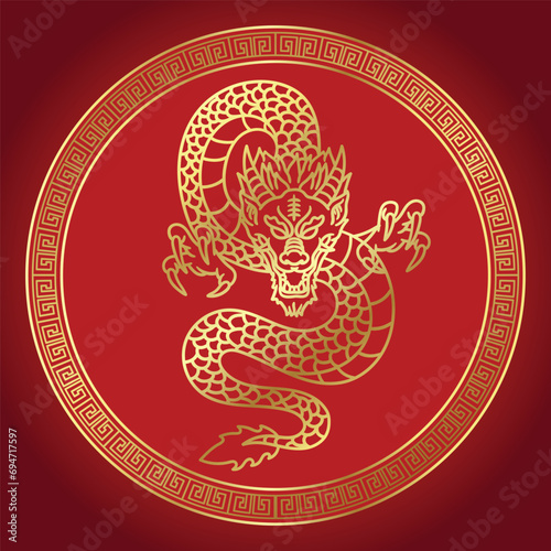 Chinese New Year Gong Xi Fat Cai Red Dragon Background