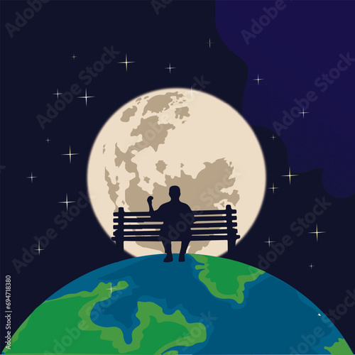 Concept of people enjoying life beyond earth due to ozone depletion effect, commemoration of world ozone day