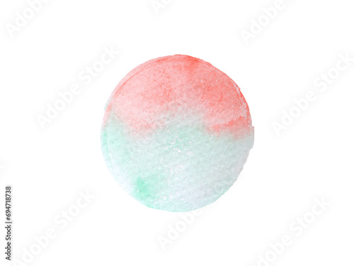 Abstract red-green watercolors, circle shape brush stroked painting on white paper background for design, wallpaper, banner.