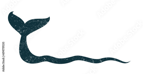 The whale tail symbol with blue wave.