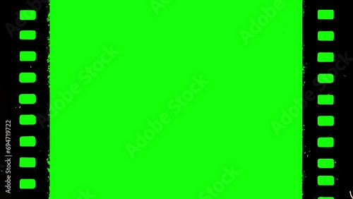 Simulation of reel film advancing on a green chroma background
