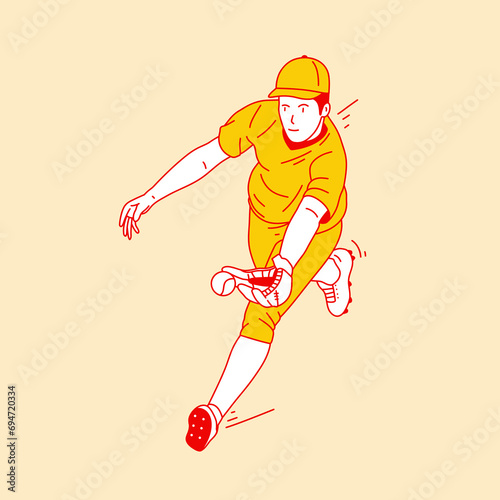 Simple cartoon illustration of a baseball player 4