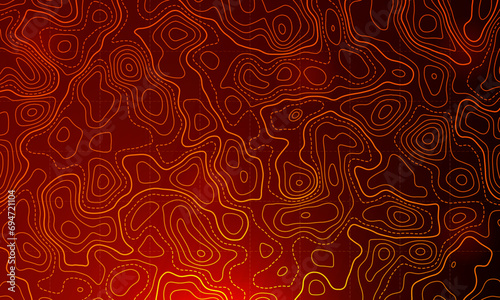 Ocean bottom topographic line map curvy wave isolines vector illustration.