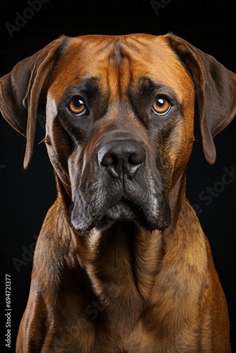 Alert Boxer with floppy ears, Generative AI