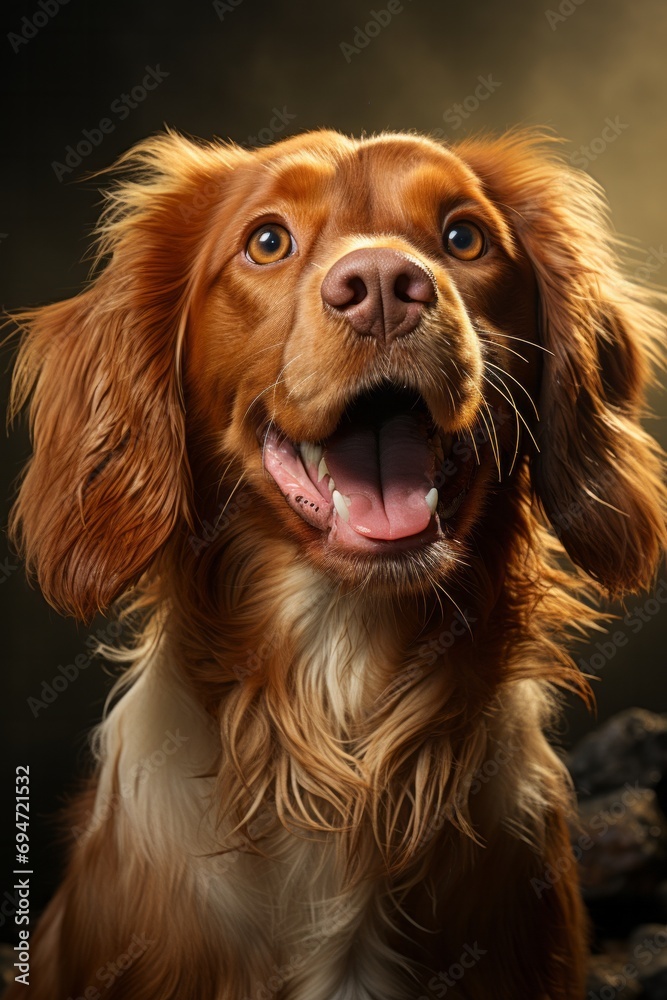 Charming Cocker Spaniel with a wagging tail, Generative AI