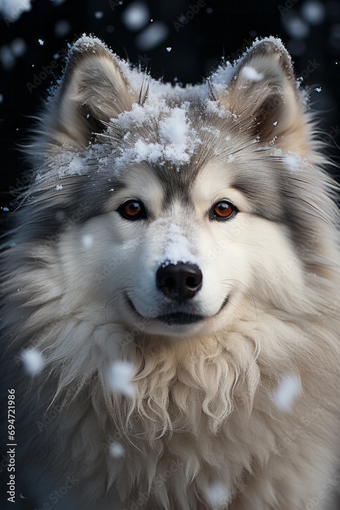 Fluffy Siberian husky enjoying a snowy day, Generative AI Fluffy Siberian husky enjoying a snowy day, Generative AI