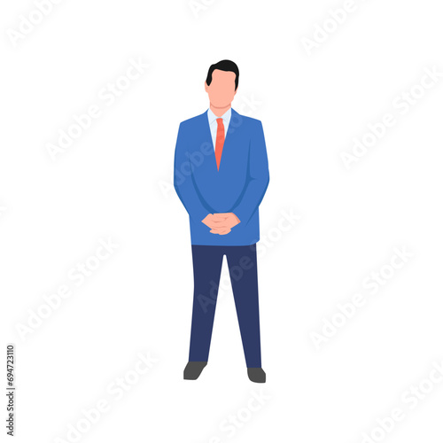 set of office workers in blue suits set