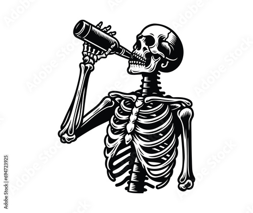 Skeleton Drinking Beer