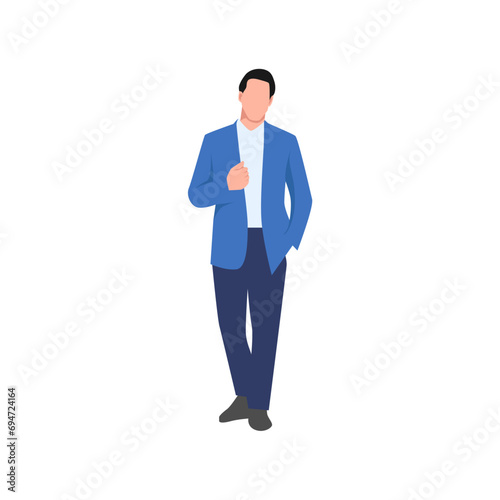 set of office workers in blue suits set