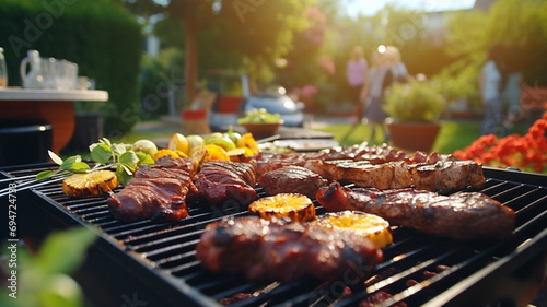 grilled meat and vegetables at a picnic