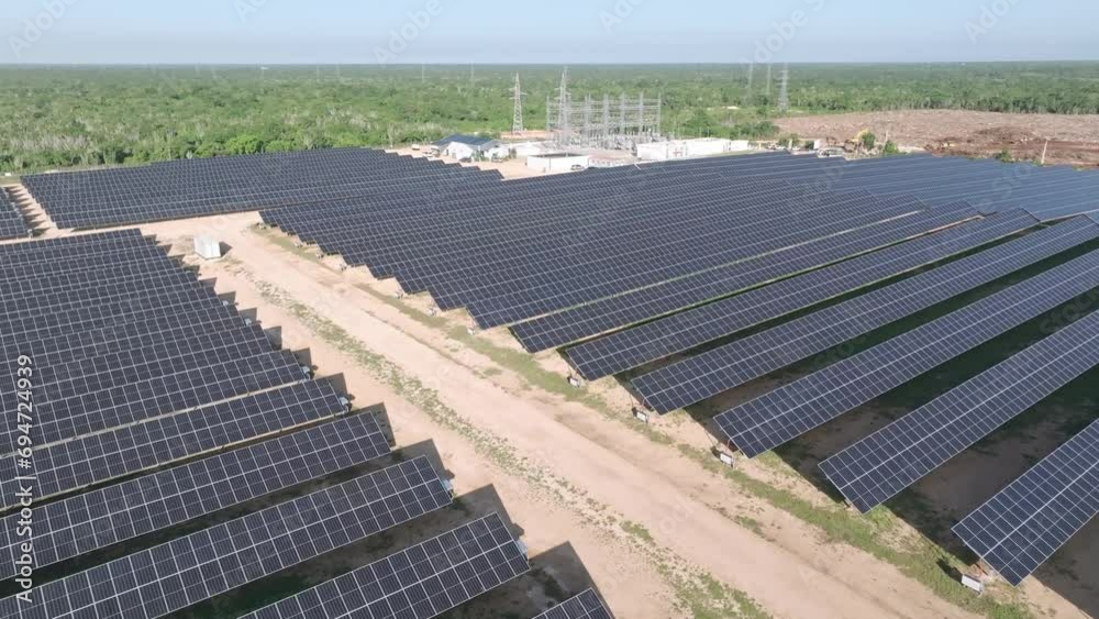Shot of Photovoltaic park with solar panels in Cumayasa, La Romana, Dominican Republic Shot of Photovoltaic park with solar panels in Cumayasa, La Romana, Dominican Republic