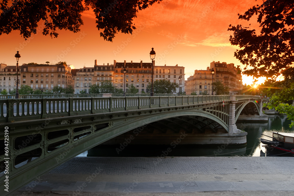 The sully bridge in the 5th arrondissement of Paris city - obrazy, fototapety, plakaty 