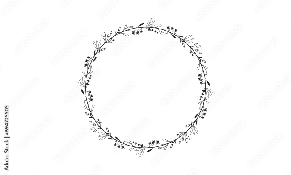 Wildflowers Circle Frame Vector Wildflowers Circle Frame Vector