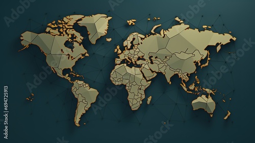 MInimalist design of World Map. Flat illustration style