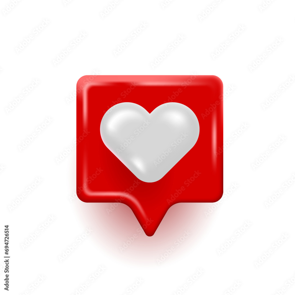 3d social media heart emoji icon with red and white 3d social media heart emoji icon with red and white