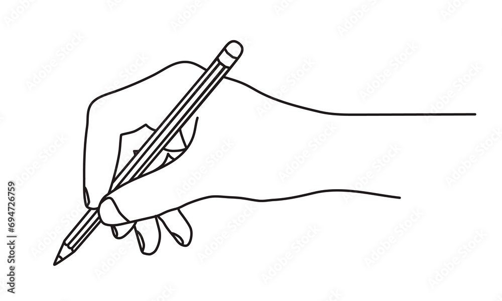 Hand holding a pencil, writing, signing a document or drawing. Hand drawn with thin line. Png clipart isolated on transparent background Hand holding a pencil, writing, signing a document or drawing. Hand drawn with thin line. Png clipart isolated on transparent background