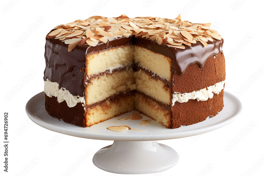 Fresh and Tasty Almond Joy Cake Isolated On transparent Background Fresh and Tasty Almond Joy Cake Isolated On transparent Background