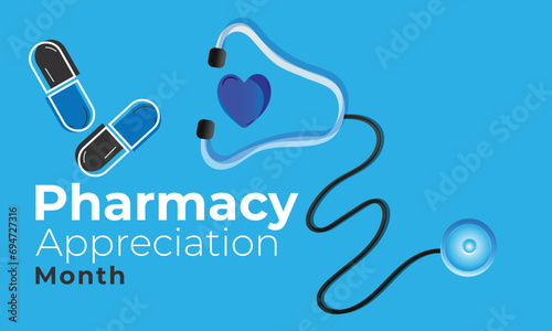 Pharmacy Appreciation Month. background, banner, card, poster, template. Vector illustration.