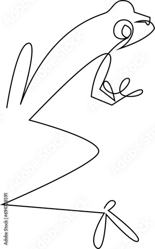 Tree frog continuous line drawing. Wildlife concept one line art. Minimalist style animal vector illustration drawn by single line.