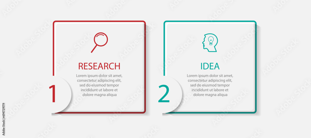 business infographic template. thin line design
with icons, text, number and 2 options or steps.
used for process diagrams, workflow layouts, flowcharts, infographics, 
and your presentations