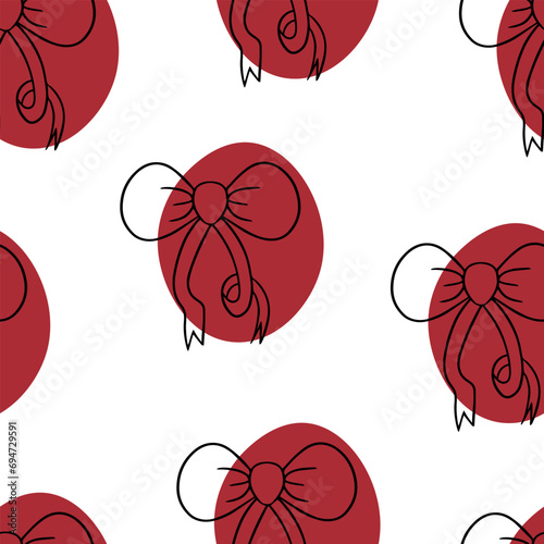 Seamless pattern Doodle bow. Christmas decoration. Christmas tree decorations