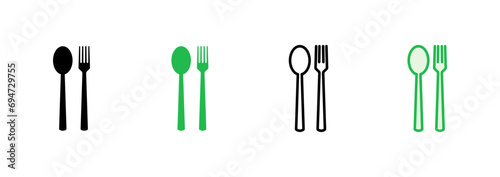 spoon and fork icon set. spoon, fork and knife icon vector. restaurant icon photo