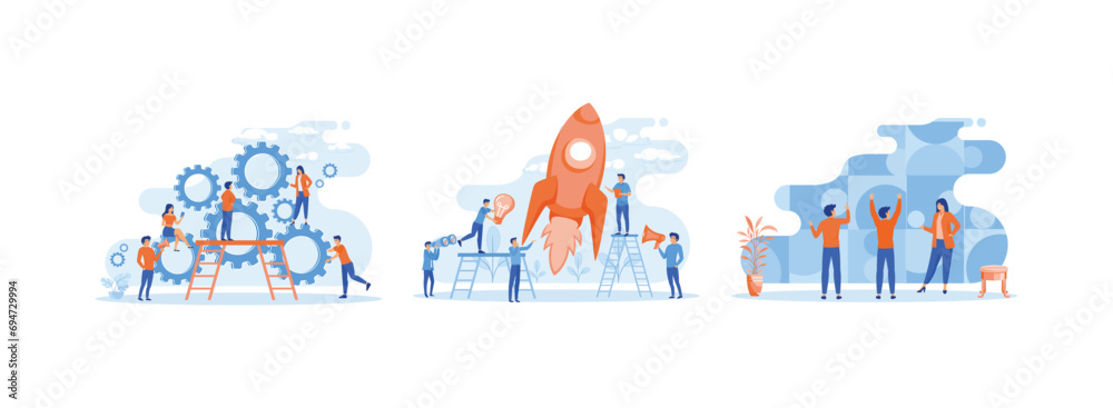Vecteur Stock Business organization men and women with teamwork, Growth ...