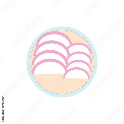 日本の代表的な水産加工品である美味しそうなかまぼこのイラスト
