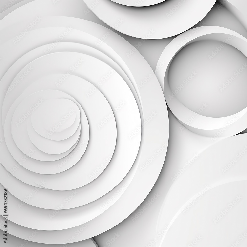 Obraz premium Abstract white background with concentric circles. 3d vector illustration.AI.
