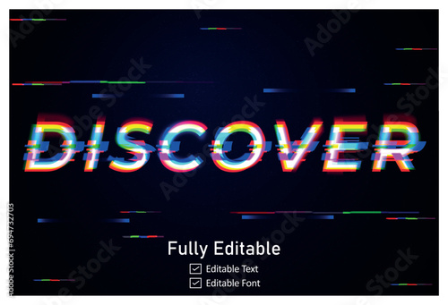 Realistic glitch text effect for video game text for editable cyber Monad vhs font photo