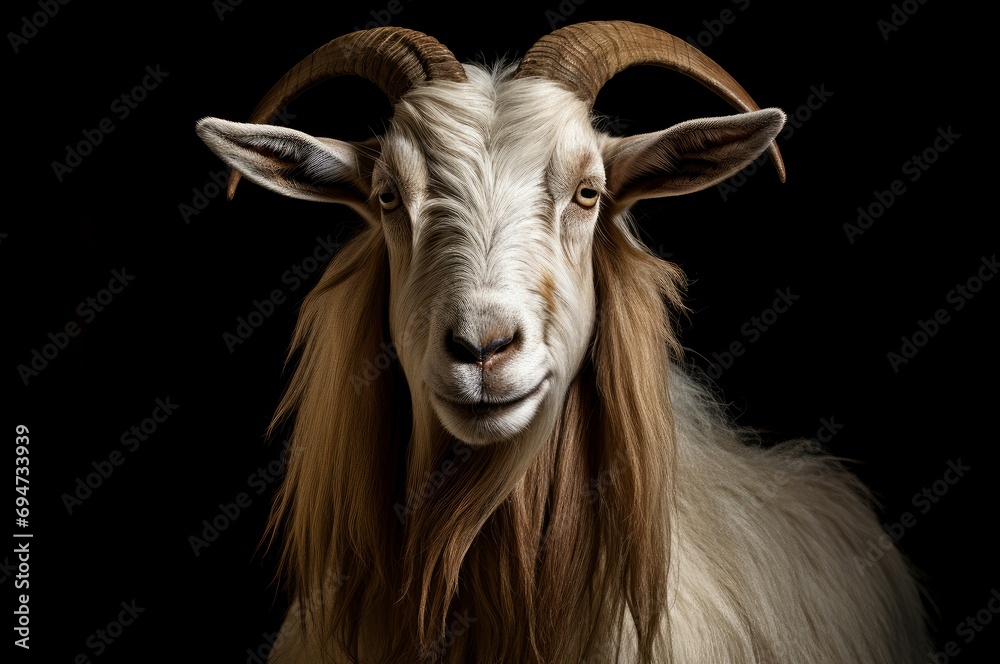 Horned Male goat. Nature horn animal. Generate Ai Horned Male goat. Nature horn animal. Generate Ai