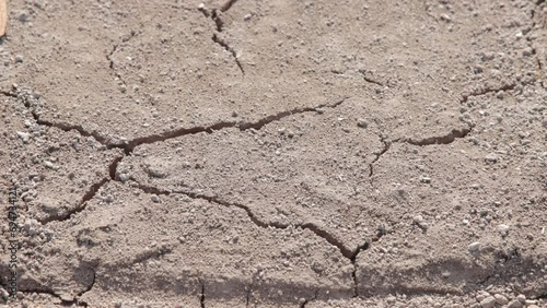The process of soil cracking under hot sunlight