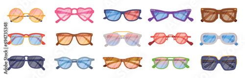 Glasses of Different Shape and Color for Sun Shine Protection Vector Set