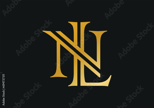 Elegant initial letter LN with crown logo vector, Creative Lettering Logo Vector Illustration.