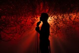 Singer in silhouette, the spotlight emphasizing their emotional rendition, Generative AI