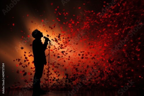 Singer in silhouette, the spotlight emphasizing their emotional rendition, Generative AI