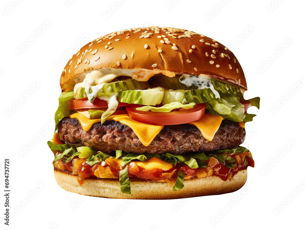 Mouth Watering Chipotle Burger Isolated On transparent Background