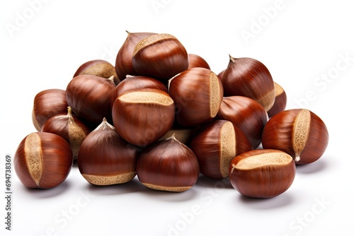 Chestnuts isolated on white background 