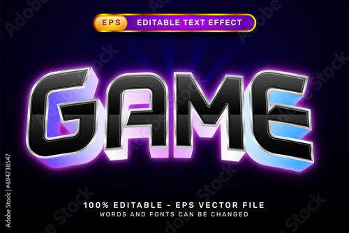 game effect and editable text effect with light neon color photo