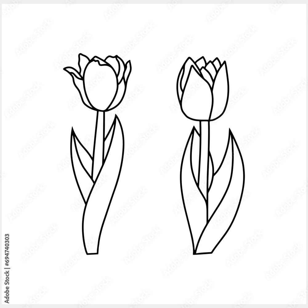 Outline tulip isolated Coloring page book Doodle flower Hand drawn art line Vector stock illustration EPS 10 Outline tulip isolated Coloring page book Doodle flower Hand drawn art line Vector stock illustration EPS 10